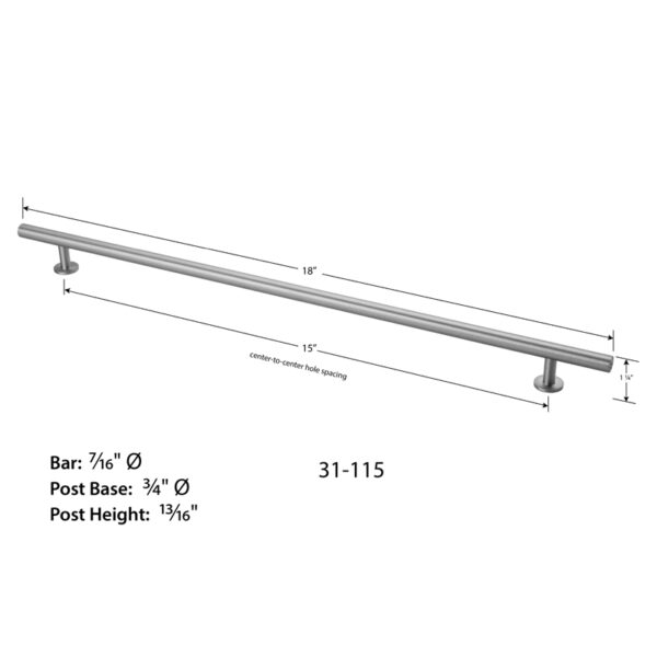 18" Round Bar Pull Diagram (#31-115)