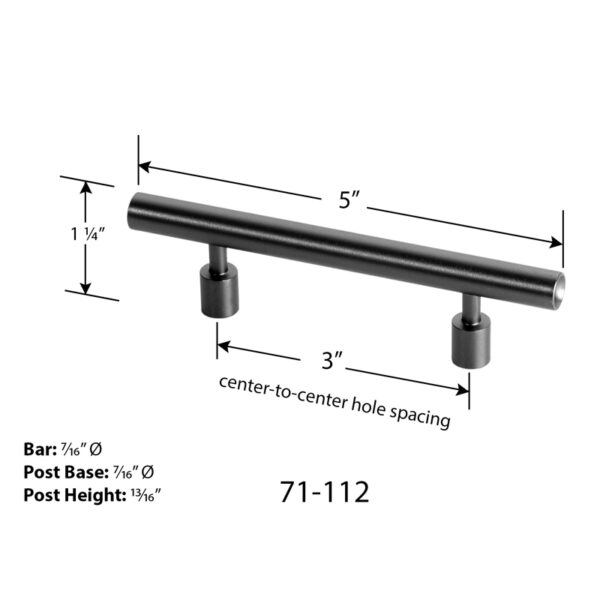 5" Black Stainless Steel Pull Diagram (#71-112)