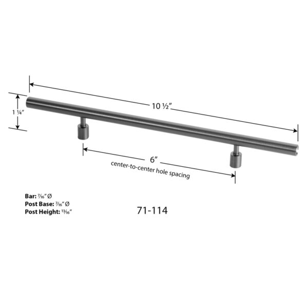 10 1/2" Black Stainless Steel Pull Diagram (#71-114)