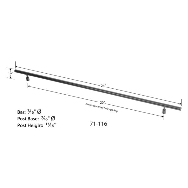 #71-116 24" Black Stainless Steel Pull Diagram