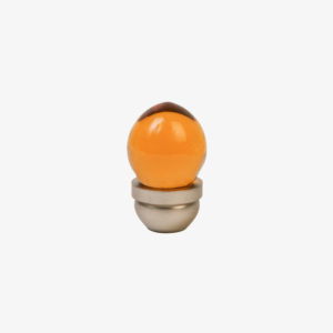 #14-101 Acorn Glass Knob in Transparent Amber, Brushed Nickel Finish