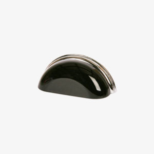 #29-504 Metal Bin Pull in Gloss Black, Polished Chrome Finish