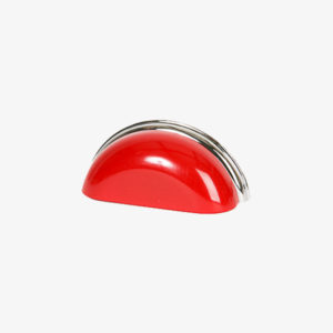 #29-506 Metal Bin Pull in Candy Red Enamel, Polished Chrome Finish