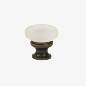 #35-301 Glass Mushroom Knob in Frosted Clear Glass, Oil Rubbed Bronze Finish Base