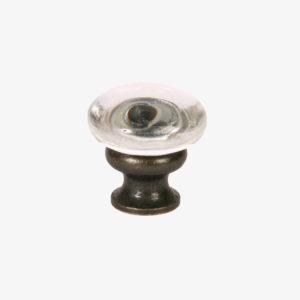 #36-301 Glass Mushroom Knob in Transparent Clear Glass, Oil Rubbed Bronze Finish Base