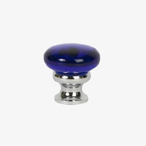 #37-201 Glass Mushroom Knob in Transparent Cobalt Glass, Polished Chrome Finish Base