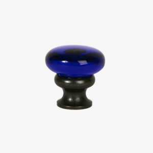 #37-301 Glass Mushroom Knob in Transparent Cobalt Glass, Oil Rubbed Bronze Finish Base
