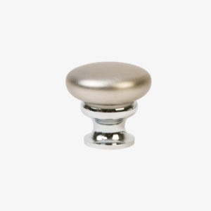 #38-401 Metal Mushroom Knob in Brushed Nickel Enamel, Polished Chrome Finish