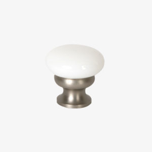 #39-103 Glass Mushroom Knob in Milk White Glass, Brushed Nickel Finish Base
