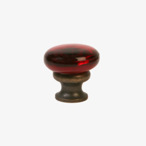 #39-301 Glass Mushroom Knob in Transparent Ruby Red Glass, Oil Rubbed Bronze