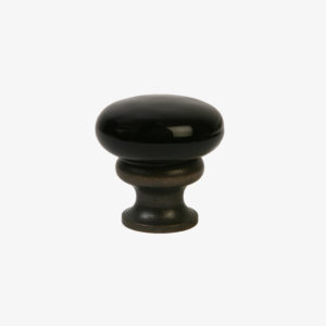 #39-304 Glass Mushroom Knob in Black Glass, Oil Rubbed Bronze Finish