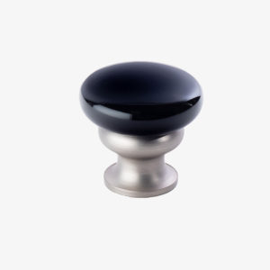 #39-404 Metal Mushroom Knob in Gloss Black Enamel, Brushed Nickel Finish
