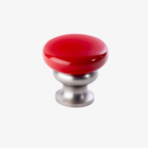 #39-406 Metal Mushroom Knob in Candy Red Enamel, Brushed Nickel Finish