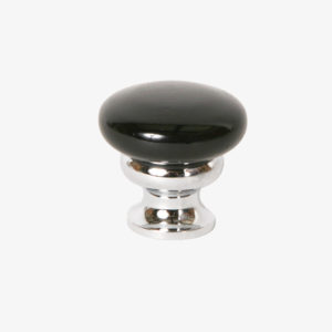 #39-504 Metal Mushroom Knob in Gloss Black Enamel, Polished Chrome FInish