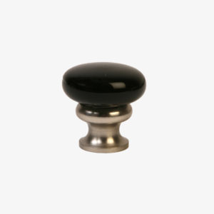 #39-604 Glass Mushroom Knob in Black Glass, Polished Chrome Finish