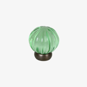 #52-301 Melon Glass Knob in Transparent Green Glass, Oil Rubbed Bronze Finish