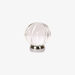 #56-201 Melon Glass Knob in Transparent Clear Glass, Polished Chrome Finish