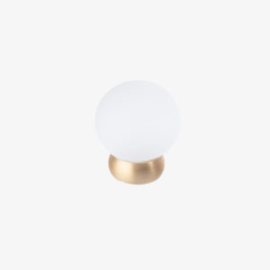 #65-401 Glass Ball Knob in Frosted Clear Glass, Brushed Brass