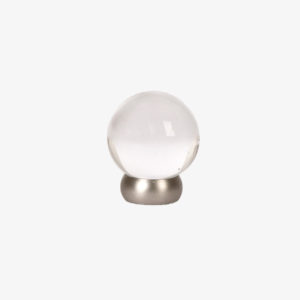 #66-101 Glass Ball Knob in Transparent Clear, Brushed Nickel
