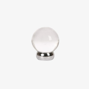 #66-201 Glass Ball Knob in Transparent Clear, Polished Chrome