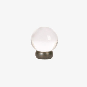 #66-301 Glass Ball Knob in Transparent Clear Glass, Oil Rubbed Bronze