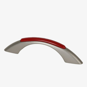#88-406 Retro Pull in Candy Red Enamel, Brushed Nickel Finish