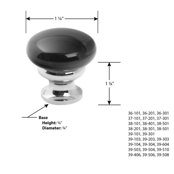 Glass or metal mushroom knob diagram