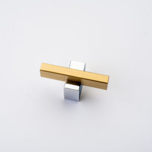 Two-Toned Knob in Brushed Brass Finish and Polished Chrome Post (#31-211)