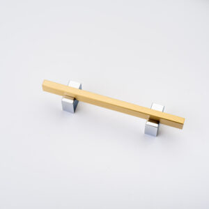 5" Two-Toned Pull in Brushed Brass Finish and Polished Chrome Post