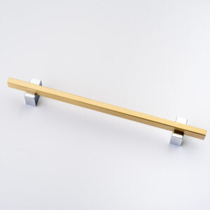 8" Two-Toned Pull in Brushed Brass Finish with Polished Chrome Post (#31-213)