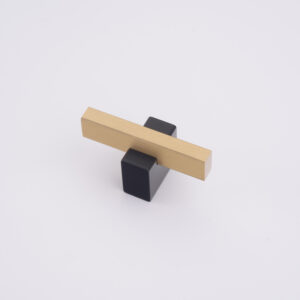 Two-Toned Knob in Brushed Brass Finish and Matte Black Post (#31-511)